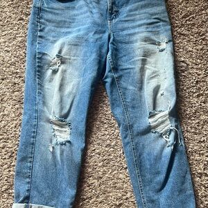 Maurices Blue Boyfriend Jeans Distressed Style